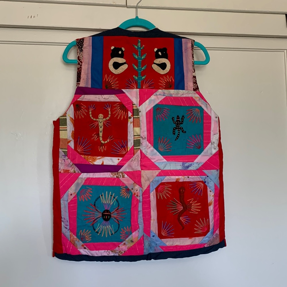 Quilted Vintage Hand Made Panda Patchwork Embroid… - image 1